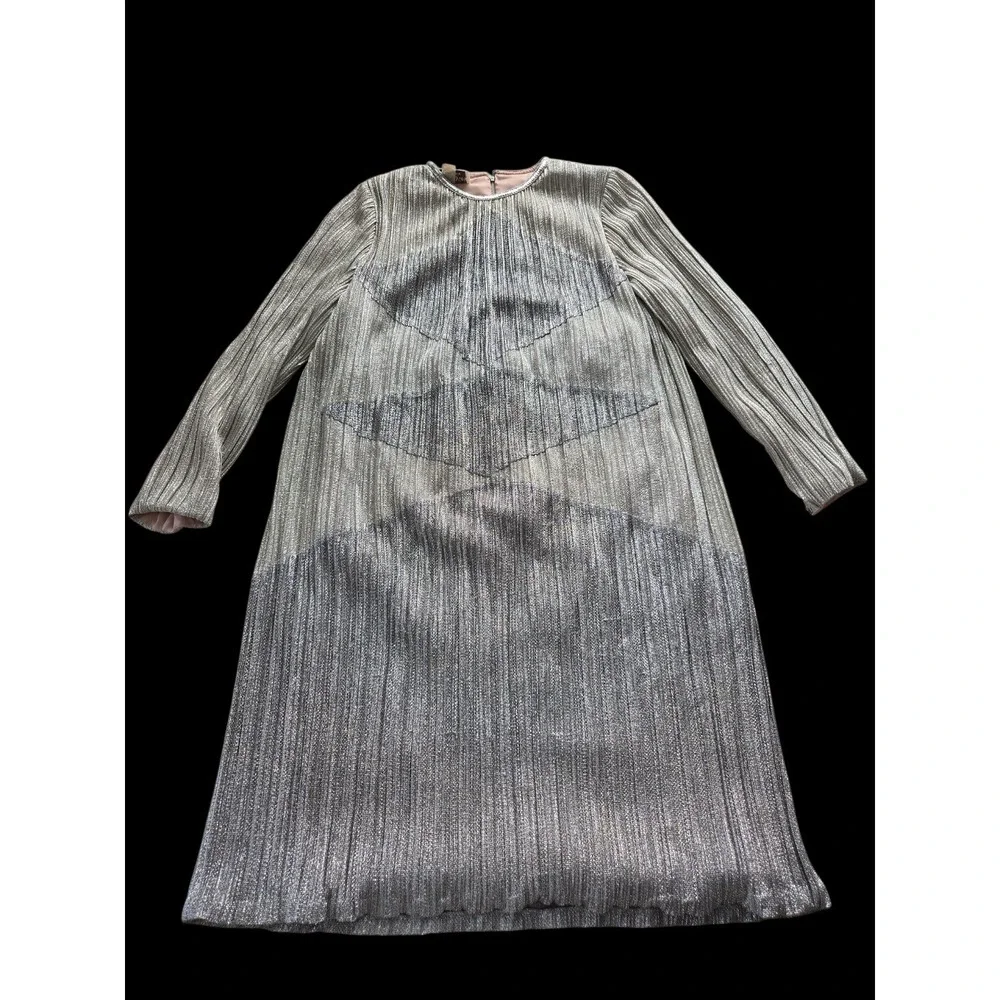 80s Vintage Morton Myles‎ For The Warrens Sz 10 Silver Lame Dress USA EUC - Picture 3 of 16